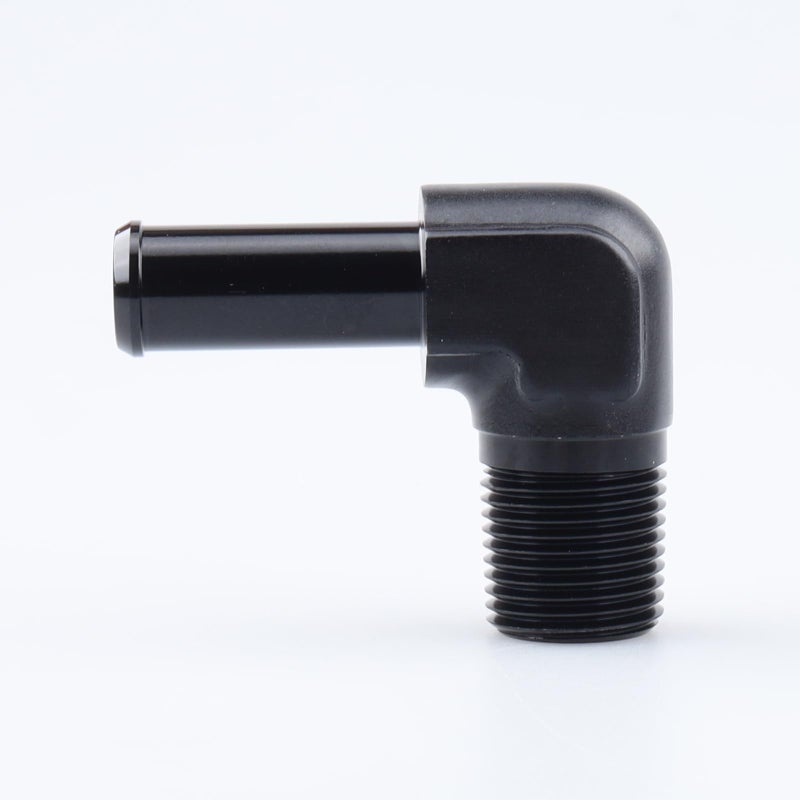 AC PERFORMANCE 3/8" NPT Male to 1/2" Hose Barb Fitting Adapter 90 Degree Aluminum Black Fit for 8AN Push on Hose - Image 2